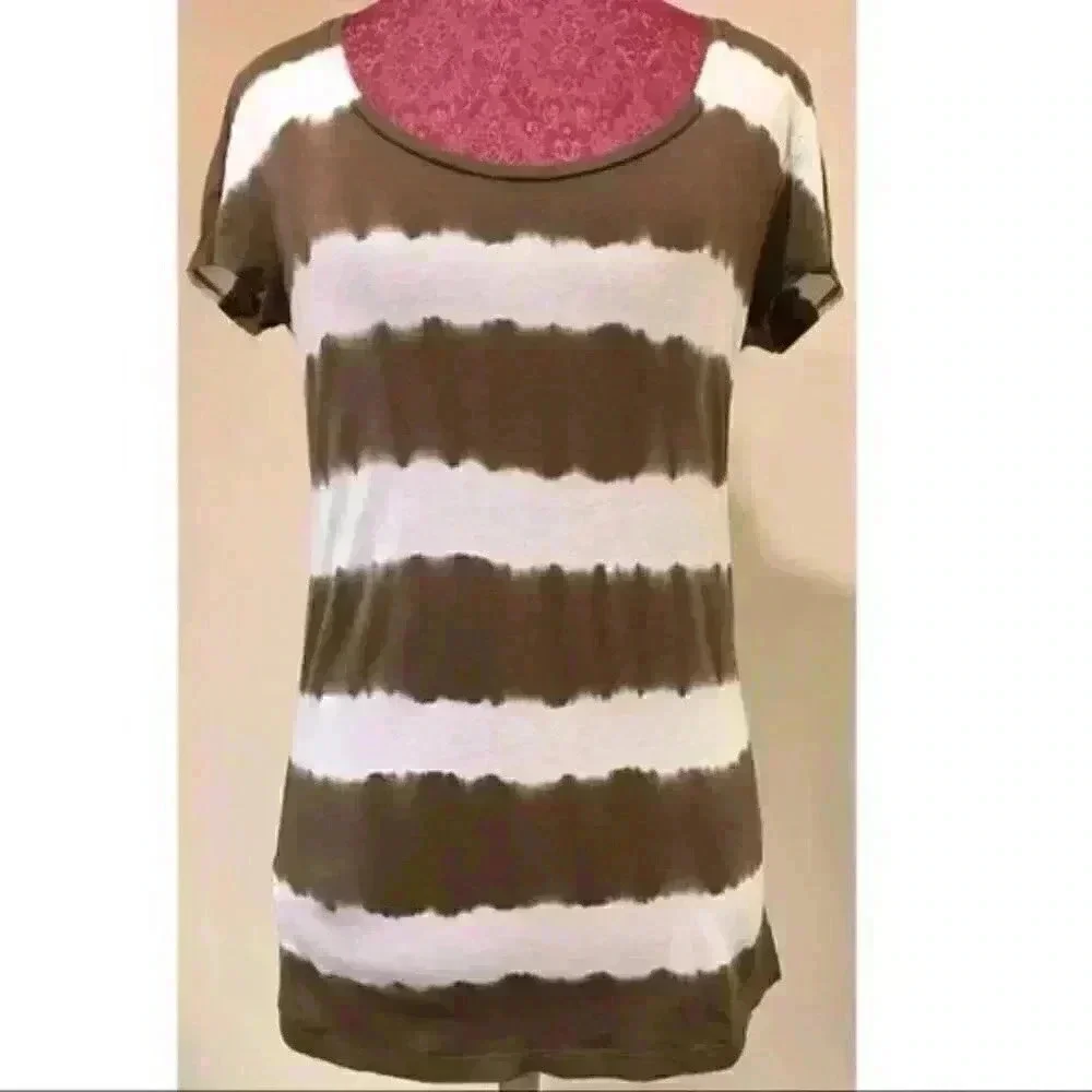 Ann Taylor Top S Striped Tie dye 60 pima cotton